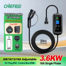 Moible 16A 3.6KW EV Caricatore Tipo 2 Timer 1-15 ore Tuya APP Wifi Set di controllo Tempo di ricarica Veicolo elettrico PHEV Auto ibridi 20M
