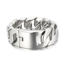 Fongten 31mm Width Big Heavy Cool Men's Bracelets Brushed Polish Stainless Steel Chunky Cuban Chain Bracelet For Men Jewelry