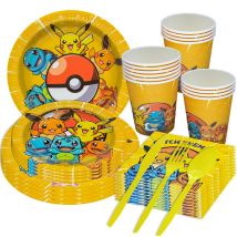 Pikachu Geburtstagsdekoration Pokemon Aufkleber Luftballons Partyzubehör Einweggeschirr Vliesstoff Tischdecke Tassen Teller