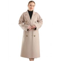 M&M 801 echter Mantel aus reiner Wolle, handgefertigt, Umlegekragen, Gürtel, dichter Stoff,