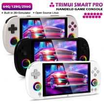 Trimui Smart Pro 4.96 ''ips Bildschirm Handheld-Spiele konsole Retro-Videospiel 128g 256g Linux-System Joystick RGB Licht 13000 Spiele