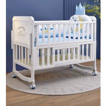 2026 European Style Two-in-One Children's Bed Newborn Wooden Crib Multi-functional Furniture for Kids