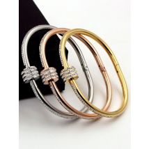Vacuum Plating Golden Roman Number Stainless Steel Bangle Fashion Women's High Quality Luxury Open Mouth Bracelet Couple Jewerly