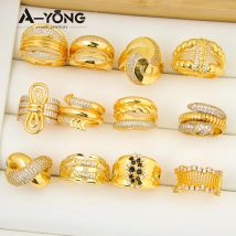 Luxus Dubai Gold Farbe Ringe 21k Gold Überzogene Mode Punk Saudi Nahen Osten Frauen Vintage-Schmuck Braut Hochzeit Party geschenke