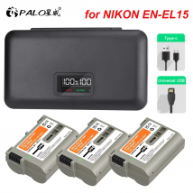 EN-EL15C EN EL15B EN EL15A EL15 USB-Akku mit LCD-Ladegerät für Nikon D750 D810 D7500 D500 Z5, Z6, Z6 II Z7 Z8