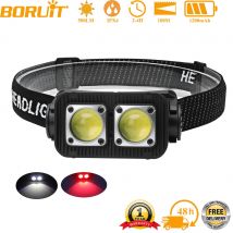 BORUiT 500LM Dual COB LED Motion Sensor Scheinwerfer Typ-C Wiederaufladbare 1200 mAh Scheinwerfer Wasserdichte Outdoor Camping Kopf taschenlampe
