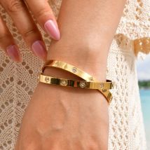 Eleganter Zirkonia-Armband für Damen, Schmetterlingskette, 18 Karat vergoldeter Edelstahl, Schmuck für Hochzeit, Verlobung