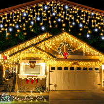 4-32m Festone di Natale Luci per tende a ghiacciolo a LED Flash esterno Fata String Light Filo trasparente Decorazioni di Capodanno