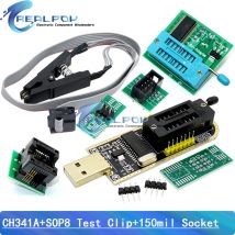 CH341A Programmieradapter + SOIC8-Adapter + SOP8-Clip mit Kabel + 1,8 V-Adapter CH341A EEPROM Flash BIOS USB-Programmierer ZIF-Adapter