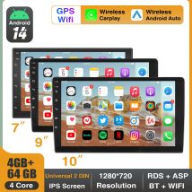 ESSGOO 7 "/9"/10 "2 DIN Android 14 4 + 64G estéreo para coche Carplay Android Auto GPS SAT Navi Bluetooth FM RDS Radio WIFI pantalla táctil