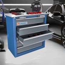 Cómoda para herramientas de 5 cajones, mueble para herramientas con ruedas con sistema de bloqueo con llave y revestimientos para cajones, cómoda para herramientas con hebilla de eslabones