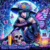 Halloween Hexe Mädchen mit Totenkopf Kunst 5D Diamant Malerei Kits Gothic Fee Hexe Kreuzstich voller Bohrer Stickerei Home Decor