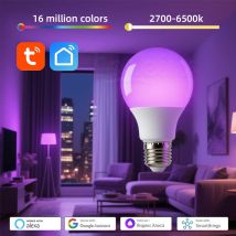 Controllo vocale Smart Life APP WIFI Lampadina lampade 9W E27 RGBCW Dimmerazione Classificazione dei colori Temporizzazione Telecomando Adatto Alexa Google Home