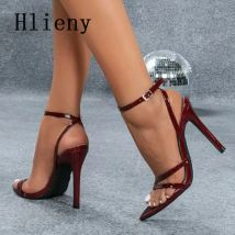 Hlieny 2026 Neue Damen-Sandalen mit Knöchelschnalle, Sommermode, Party, spitze Zehen, dünne High Heels, Damen-Bankettschuhe