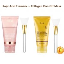 Maschera per il viso Peel Off al collagene + Maschera per avvolgere la notte alla curcuma all'acido cogico Antietà Nutre la pelle luminosa Peel Off Maschera per il viso