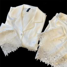 Pyjama Frau Seide Satin Nachtwäsche Für Schlafen Kleidung Neue Mode Spitze Hause Kleidung frauen Pyjamas Anzug Femme Nachtwäsche