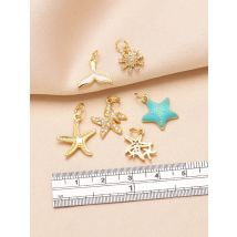 OCESRIO Turquoise Enamel Seastar Charms for Bracelet Copper Gold Plated Whale Tail CZ Virus Jewelry Making Component chma393