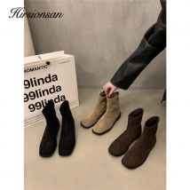 Hirsionsan Herbst Winter Frauen Stiefeletten Plattform Zip Up Casual Schuhe Retro Oxfords Weibliche Wasserdichte Dicke Stiefel Schuhe