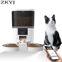 4L Con Fotocamera HD Alimentatore Automatico per Animali Domestici Dispenser Automatico per Alimenti per Gatti e Cani Adatto per Due Animali Domestici Alimentazione a Distanza per Gatti e Cani