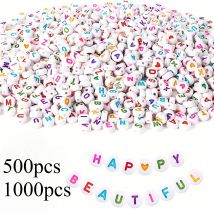 500/1000 Stück 4 × 7 mm bunte Acryl-Buchstabenperlen für DIY-Armband, Halskette, Kunsthandwerk, Schmuckherstellung