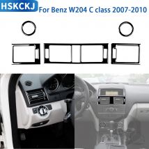 Für Mercedes Benz C-Klasse W204 2007-2010 Auto-Zubehör Zentrale Lüftungsöffnungen Instrumentenauslass-Aufkleber Hochglanz Schwarz Kunststoff