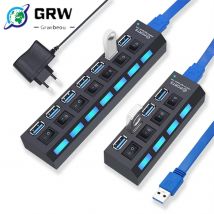 Hub USB 3.0 Hub USB 2.0 Multi USB Splitter Adattatore di alimentazione 4/7 porte Espansore multiplo 2.0 con interruttore per PC Accessori portatili