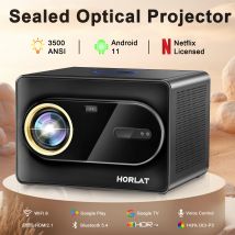 HORLAT Sealed Projector 3500ANSI Google TV BT Voice Control AutoFocus WiFi6 4K UHD Home Theater Movie Projector Netflix Licensed
