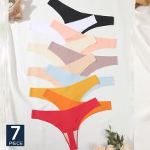 FINETOO 7PCS Nahtlose Tanga Frauen Eis Seide T-back Intime Solide Atmungsaktive Schritt Slips Sexy Tanga Mehrere 10 farbe Dessous
