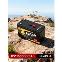 12V 150000mAh Lithium LiFePO4 Deep Cycle Battery, 4000+ Cycles Rechargeable Battery, Lithium Iron Phosphate for Solar/Wind Power