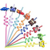 Ruote Car Party Favors cannucce riutilizzabili per bambini ragazzi ruote Racecar cannucce