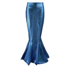 Women's Fashion Mermaid Long Skirt High Waisted Stretch Slim Elastic Bodycon Shiny Fish Scale Printed Trumpet Ankle-Length Skirt