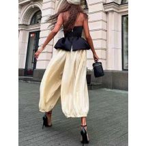 Ladies Sexy Strapless Top And Pants Two Piece Set New Summer Off Shoulder Slim Fit Party Suit Elegant Temperament Solid Outfit