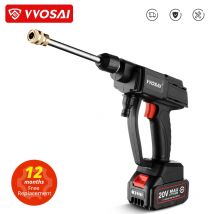 VVOSAI-Pistola Eléctrica de Lavado de Coche, Limpiador Inalámbrico de Alta Presión, 20V, Boquilla Multifunción de Espuma, Pulverizador Portátil para Jardín