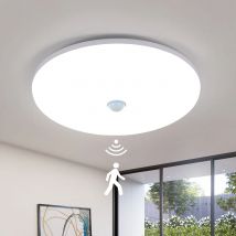 Plafoniera a LED, Lampada da soffitto a LED con sensore di movimento 36W 2800LM 6500K Bianco freddo, IP54 impermeabile