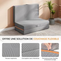 Vesgantti Tragbare dreifach faltbare Matratze, 15 cm Gel-Memory-Schaum – zusammenklappbares Gästebett für Camping und Reisen