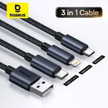 Baseus 3-in-1-USB-Kabel Typ C-Kabel für Samsung Xiaomi Mi 9 Huawei-Kabel für iPhone 13 12 11 Telefon-Ladegerät Micro-USB-Datenkabel