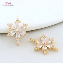 6PCS 14,5*20,5 MM 18K Gold Farbe Messing 2 Löcher Verbinden Blumen Charms Anhänger Halskette Ohrringe schmuck Machen DIY Zubehör