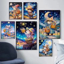 DIY 5D Diamant Malerei Sternenhimmel Katze Hut Diamant Stickerei Tier Kunst Landschaft Mosaik Handwerk Kreuzstich Kit Home Decor Geschenk