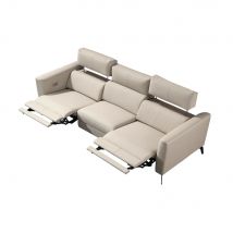 MINGDIBAO Luksusowy Elektryczny Fotel Rozkładany z Podwójnym Silnikiem, Wykonany ze Skóry Naturalnej, Nowoczesny Fotel Rozkładany z Regulowanym Zagłówkiem, Sofa Kina Domowego