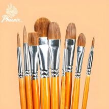 PHOENIX Art Pensel Wolfshaar-Aquarellpinsel-Set, mehrere Pinselspitzenarten, ideal zum Handmalen und Gouachemalung