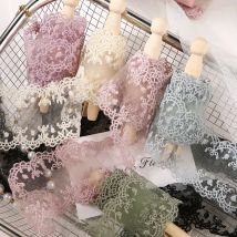 kewgarden bestickte Spitzenbänder, 5 cm, 5,1 cm, DIY-Haarschleifen, Zubehör, Geschenk, Blumenverpackung, handgefertigtes Klebeband, Nähen, Basteln, 10 Yards