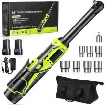 3/8 Inch Cordless Electric Wrench 60Nm Cordless Ratchet 6" Extended Ratchet Wrench 2 Battery Rechargeable Car Repair Tool Set