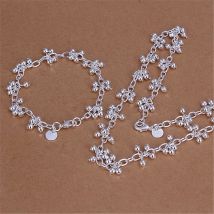 Neu ankommen Sterling Silber hübsche Perlen Armbänder Halskette für Frauen Mode Party Hochzeit Schmuck setzt süße Geschenke