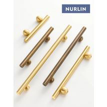 Nurlin Solid Brass Ball Foot Antique Brass Cabinet Knobs Long Door Pull T-bars  Kitchen Cloakroom Wardrobe Handle Bar
