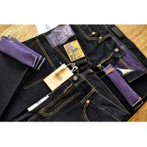 Salsa ZHAN T308XX Jeans da uomo viola JEAN DENIM Double Sided Dyeing cimosa Denim Jeans Slim Fit Staight Leg 12.5 oz