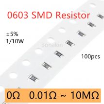 100pcs 0603 5% SMD Resistor 0R 10Ω 22ohm 100R 120R 330R 470R 510R 1K 1.5K 2K 2.2K 4.7K 5.1K 10K 15K 20K 30K 47K 51K 100K 200K 1M