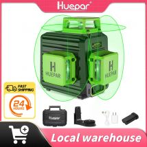 Huepar Nivel láser 12 líneas Líneas verdes 3D Líneas cruzadas horizontales y verticales con 360 ° Herramientas láser autonivelantes para automóviles