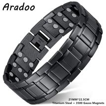 ARADOO Men's Titanium Steel Bracelets Ultra Strenth Neodymium Magnetic Pure Copper Sport Bracelet