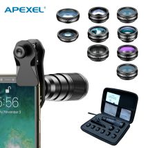 APEXEL 22X Teleobjektiv-Set für iPhone Samsung 10in1 Set Telefonkameraobjektiv Breites Makrofilterobjektiv für Handy-Zubehör