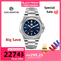 San Martin 42mm PT5000 SW200 reloj de buceo con esfera de rayos solares para hombres Retro de lujo zafiro 20Bar impermeable BGW-9 luminoso SN0076